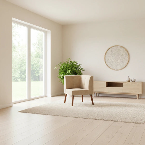 Chaise d'angle simple en bois et tissu